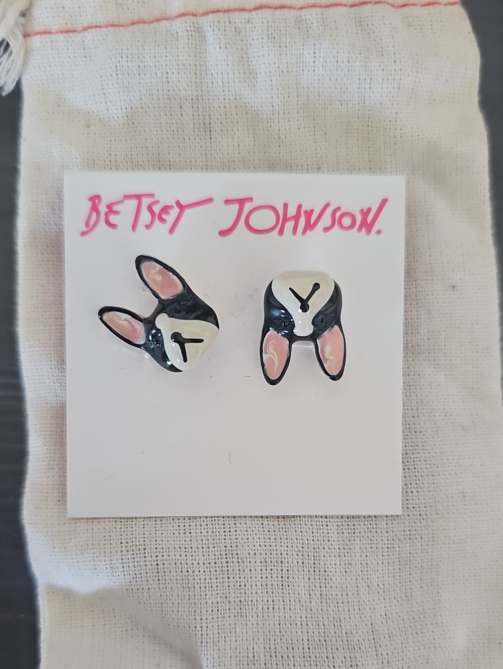 Betsey Johnson Sugar Critters Bulldog Stud Earrings New Unworn